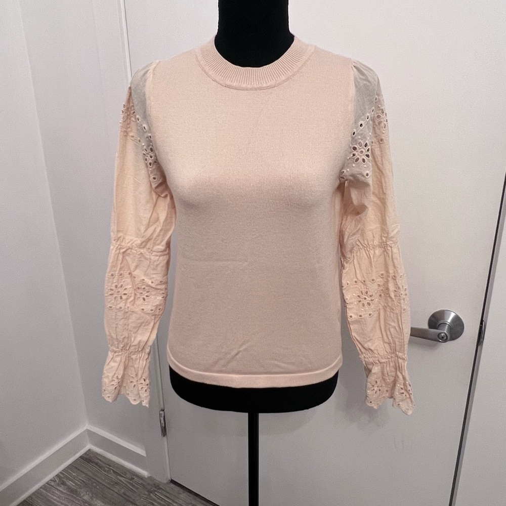 Elegant Cream Lace Sleeve Women's Top